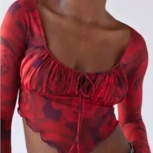 Urban Outfitters Mesh Print Crop Top